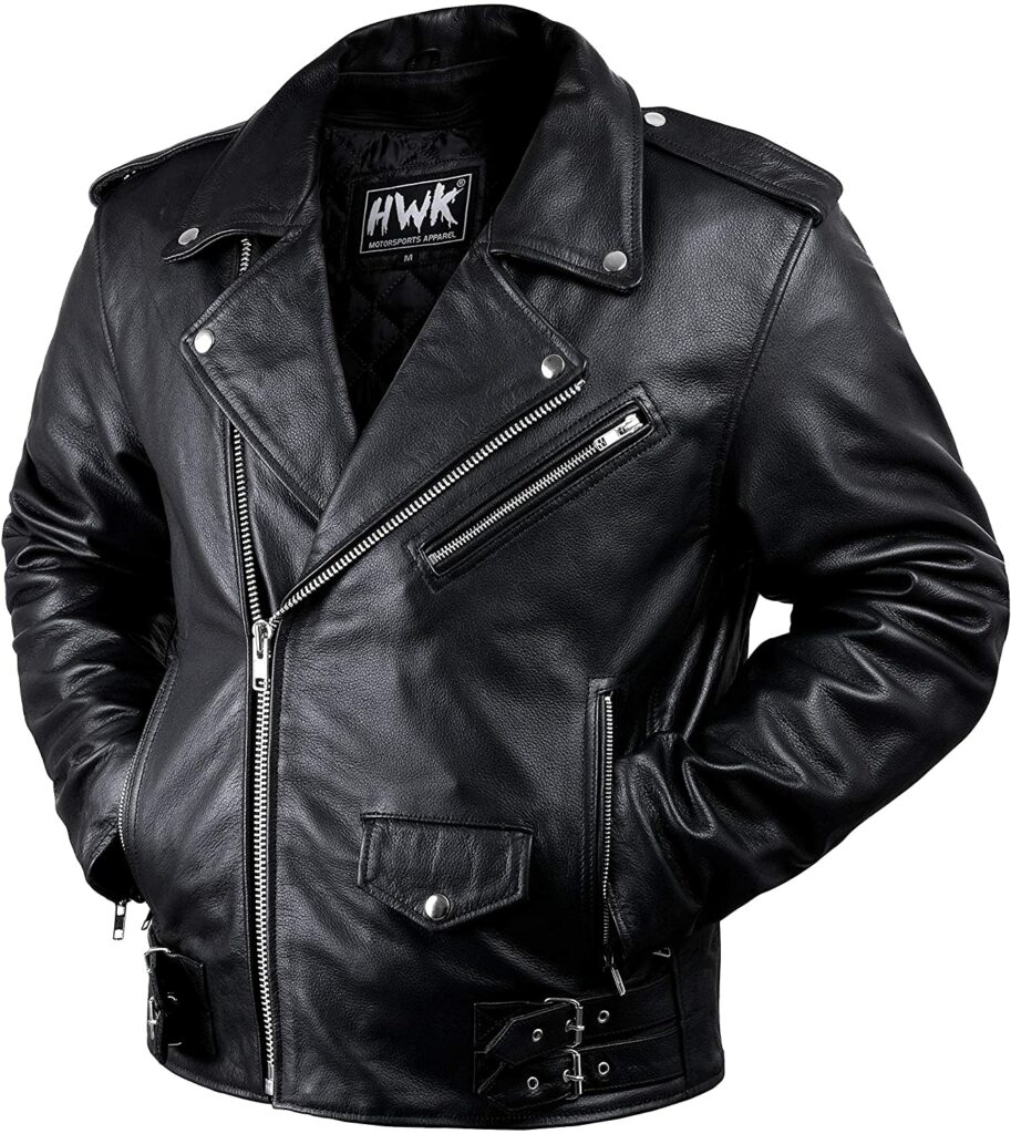 HWK Vintage Leather Motorcycle Jacket