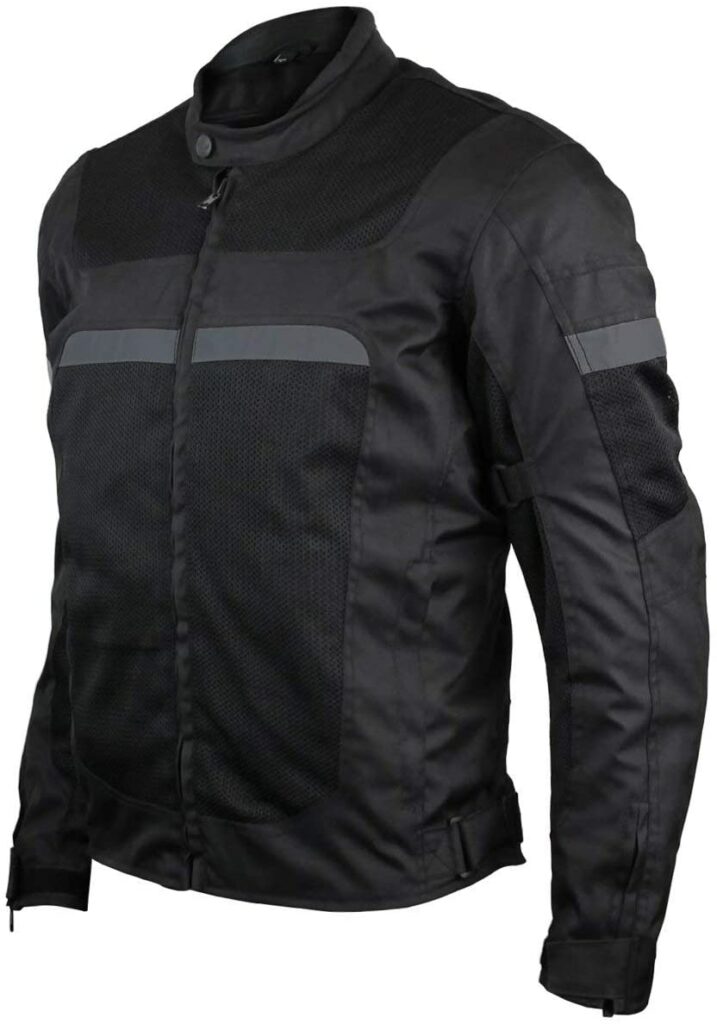 Small A&H Apparel Mens Textile Biker Riding CE Armored Waterproof All-Weather Motorcycle Jacket 